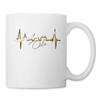 Oslo Skyline Herzschlag Norwegen Liebe I Love Oslo - Tasse - Weiß - Rechts