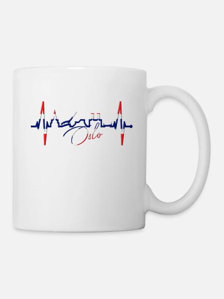 Oslo Skyline Heartbeat Norvège Amour J’aime Oslo - Mug blanc - blanc