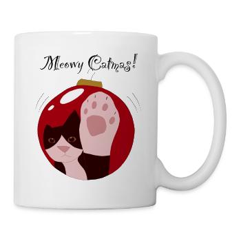 Meowy Catmas boule rouge, chat de smoking - Mug blanc - blanc - Droite