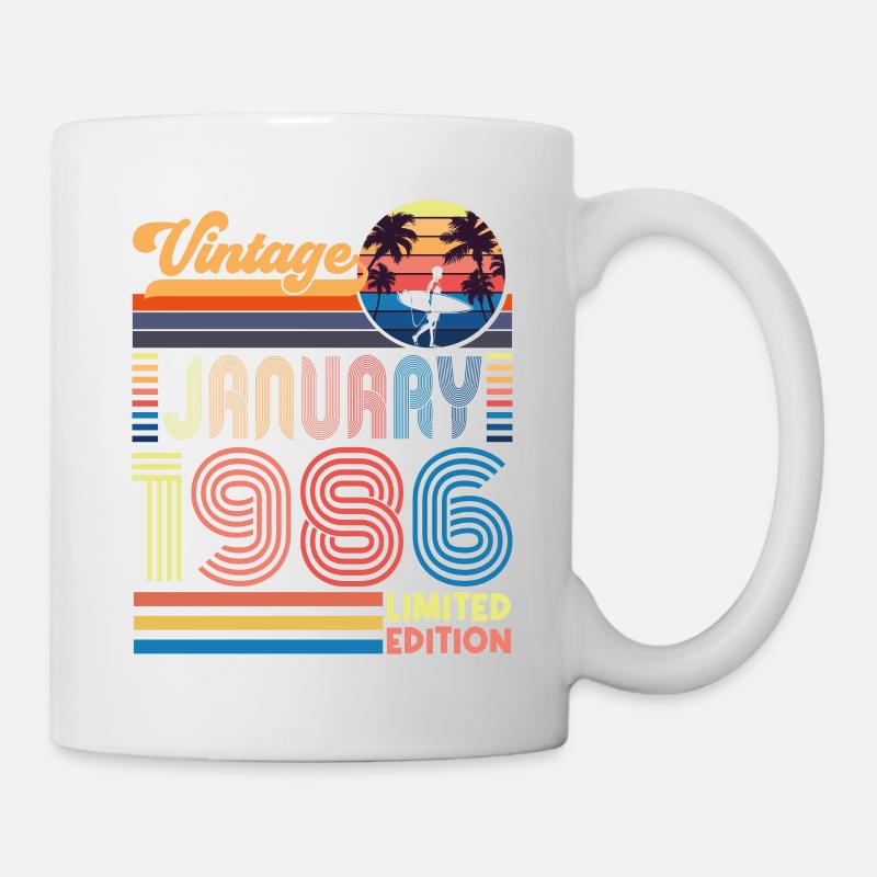 Jubiläum Januar 1986. Geschenk Januar 1986. - Tasse - Weiß