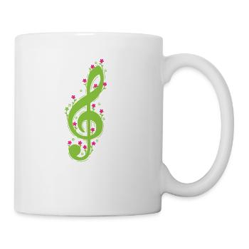 Clef avec musique de fleurs - Mug blanc - blanc - Droite