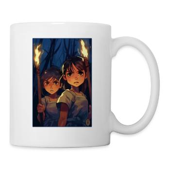 Anime-Mädchen: Rache in der Nacht mit Fackel - Tasse - Weiß - Rechts