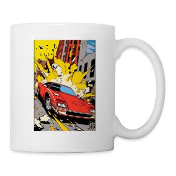 Pop Art Cartoon Sports Car Action - Mug - white - Right
