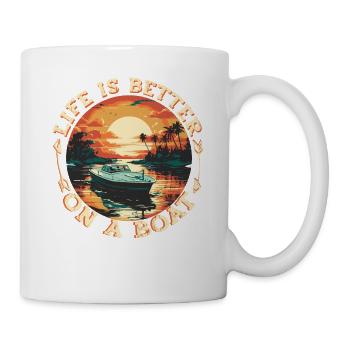 La vie de bateau est meilleure sur un bateau ponton. - Mug blanc - blanc - Droite