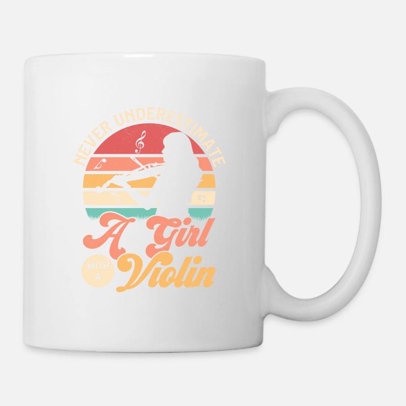 Never Underestimate A Girl With A Violin Orchestra - Tasse - Weiß