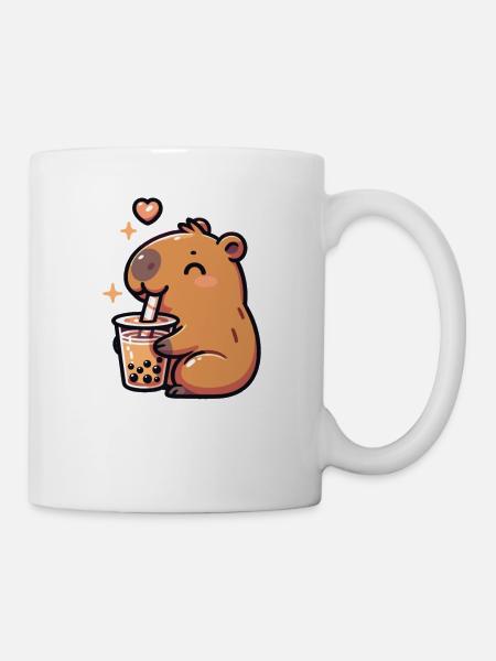 Capybaras trinken Bubble Tea kawaii Boba Capybara - Tasse - Weiß