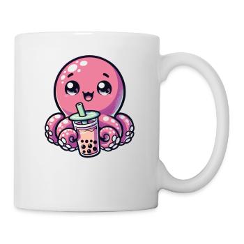 Octopus Drinking Bubble Tea kawaii Boba Octopus - Mug - white - Right