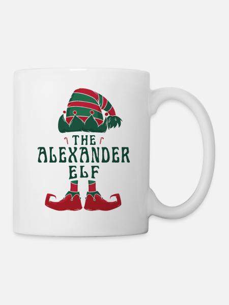Alexander Elf gepersonaliseerde naam kerst familie - Mok - wit