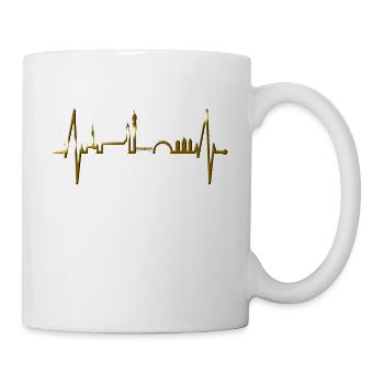 Stockholm Skyline Herzschlag Herz I Love Schweden - Tasse - Weiß - Rechts