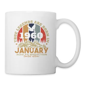 Geburtstagsgeschenk, geboren im Januar 1960 - Tasse - Weiß - Rechts