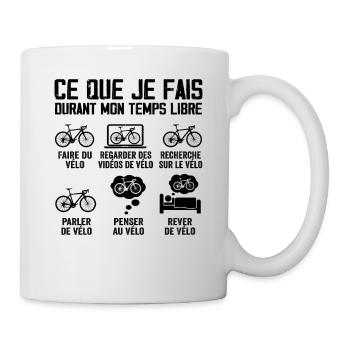 Ce Que Je Fais Durant Mon Temps Libre Cadeau Vélo - Mug blanc - blanc - Droite