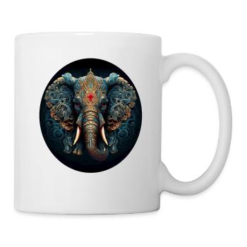 Blauer Mandala Elefant - Tasse - Weiß - Rechts