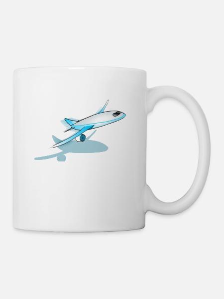Flugzeug T-Shirt - Düsenflugzeug Flugzeug Kinderspielzeug - Tasse - Weiß