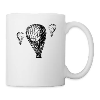 Vintage Heißluftballons T-Shirt - Retro Flying - Tasse - Weiß - Rechts