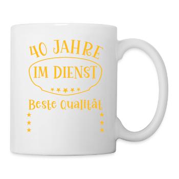 40 Jahre im Dienst 40 Jähriges Dienstjubiläum - Tasse - Weiß - Rechts
