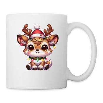 Weihnachtsmütze Weihnachten Lichterkette Reindeer - Tasse - Weiß - Rechts