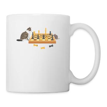Board Game Night Cat Mouse Chess Playing Players - Mug - white - Right