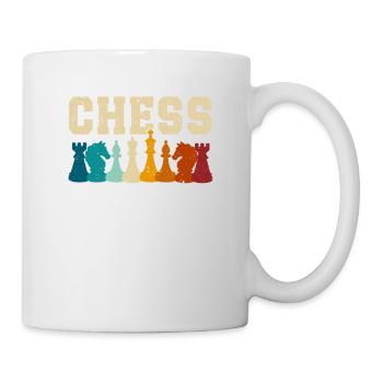 Schachspieler Lustige Schachfiguren Sechzehn Stück - Tasse - Weiß - Rechts