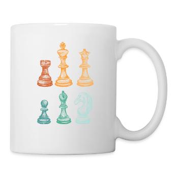 Schachspieler Stücke Retro Master Club Lustige - Tasse - Weiß - Rechts