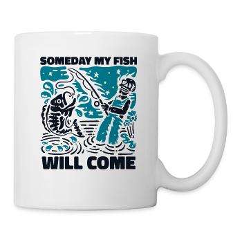 Un jour, mon poisson viendra pêcheur à la mouche - Mug blanc - blanc - Droite