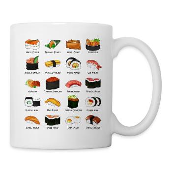 Diverse Sushi Zubereitungen - Sushi-Sorten - Tasse - Weiß - Rechts