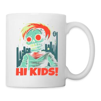 Casual zombie skeleton greets the kids - Mug - white - Right
