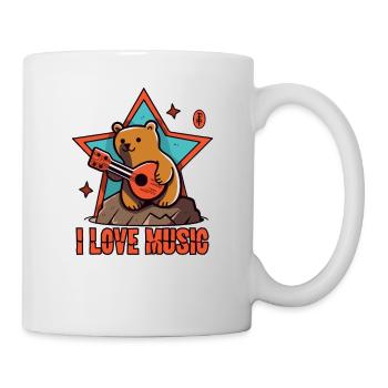 I Love Music: Funny Guitar Bear - Mug - white - Right