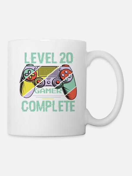 Niveau 20 complète 20 Ans Gamer Level 20 Complete - Mug blanc - blanc