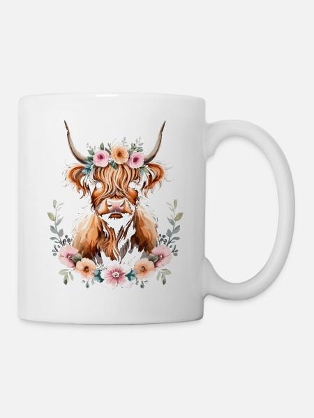 Scottish Highland Cow - Mug - white