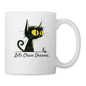 Let's chase dreams like a cute cartoon cat - Mug - white - Right