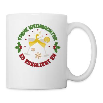 "Es eskaliert eh" Party Kostüm für Weihnachten - Tasse - Weiß - Rechts
