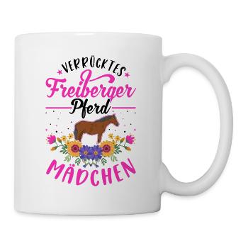 Verrücktes Freiberger Pferd Mädchen - Tasse - Weiß - Rechts
