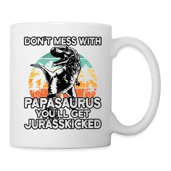 Papa Saurus Father's Day T-Shirt and PapaSaurus - Mug - white - Right