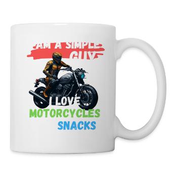Ich bin ein einfacher Mann - ich liebe Motorräder - Tasse - Weiß - Rechts
