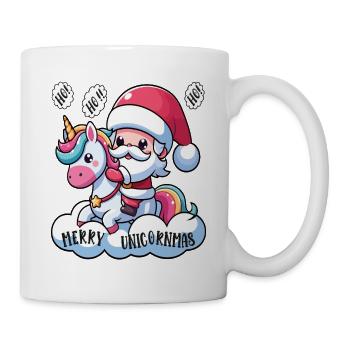 Père Noël chevauchant une licorne, ho ho ho, joyeuses licornes - Mug blanc - blanc - Droite