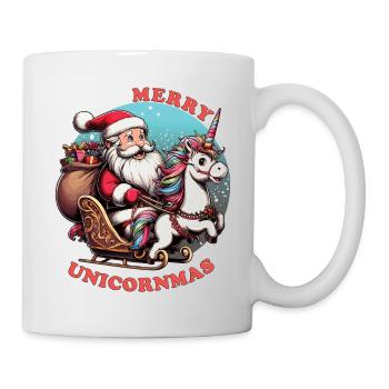 Der Weihnachtsmann hat ein Einhorn, fröhliche Einhörner - Tasse - Weiß - Rechts