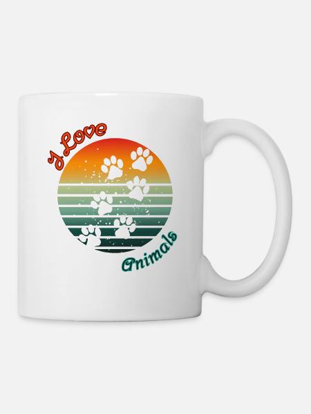 Ich liebe Tiere - Tasse - Weiß