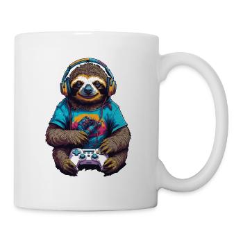 Retro Controller Gaming Faultier Nerd Design - Tasse - Weiß - Rechts