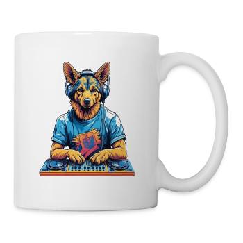 DJ Schäferhund Musik Party Hunde Design - Tasse - Weiß - Rechts