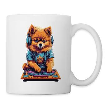 Pomeranian DJ Zwergspitz Party Music Design - Mug - white - Right