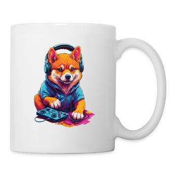 Gaming Shiba Dog Nerd with Retro Controller - Mug - white - Right
