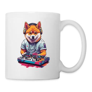 Shiba Inu DJ Hund Musik und Hundeliebe Design - Tasse - Weiß - Rechts