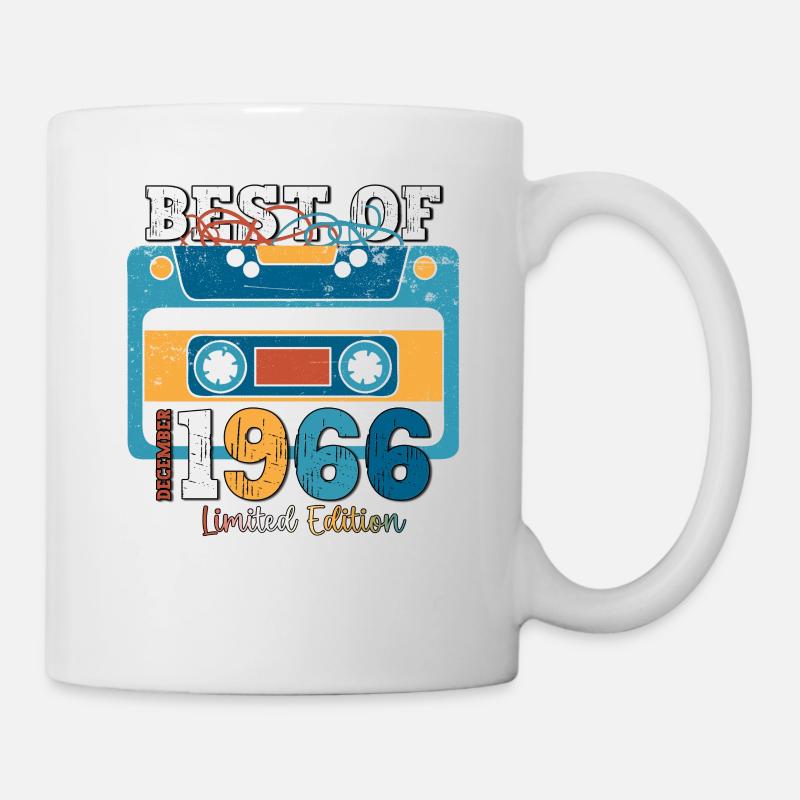 57e anniversaire décembre Vintage 1966 cassette - Mug blanc - blanc