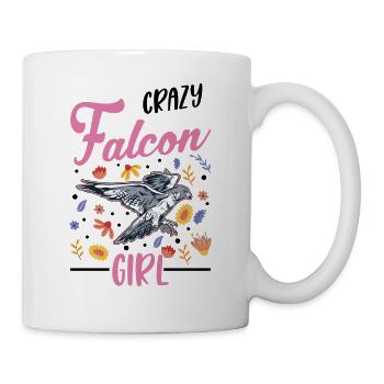 Verrücktes Falken Mädchen - Tasse - Weiß - Rechts