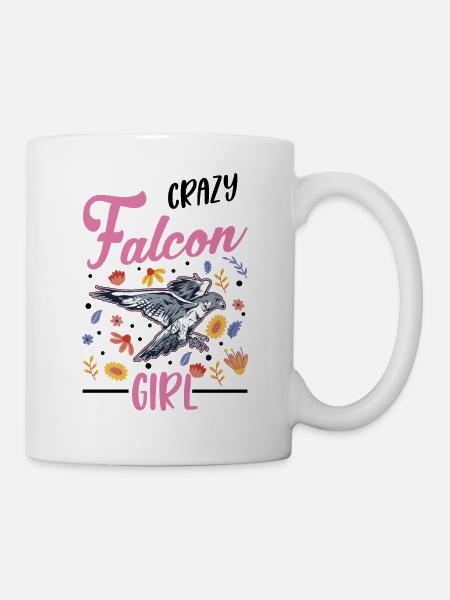 Verrücktes Falken Mädchen - Tasse - Weiß