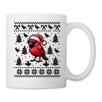 Noël d’oiseau cardinal rouge - Mug blanc - blanc - Droite