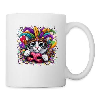 Mardi Gras Cat Mask Feather Headdress - Mug - white - Right