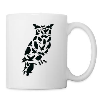 Eule Vogel Wald Wildtier Tier Eulen Scherenschnitt - Tasse - Weiß - Rechts