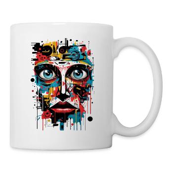 Abstrakte Bunter Kopf Graffiti Kunst - Tasse - Weiß - Rechts