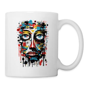 Abstrakte Bunter Kopf Graffiti Kunst - Tasse - Weiß - Rechts
